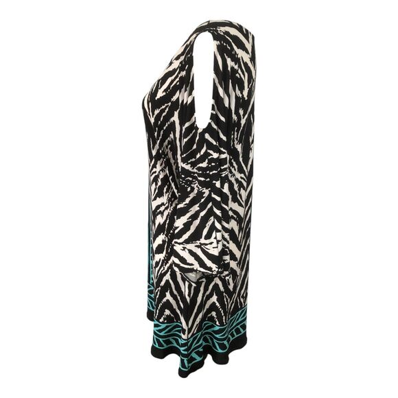Evo Vorro Shift Tunic Dress Abstract Print Artsy Cold Shoulder Long Sleeve Top M - Picture 3 of 7